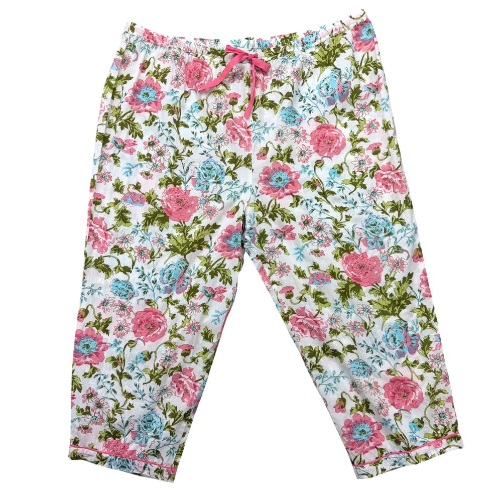 Ella Simone Womens English Rose 3X Pajama Pants 100%Cotton Floral Sleep Lounge